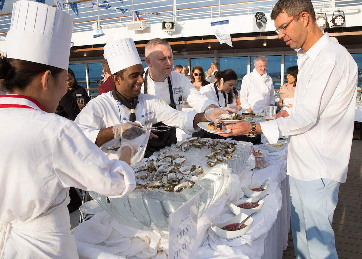 Oysters were a big hit at the white party on Azamara Pursuit in August.