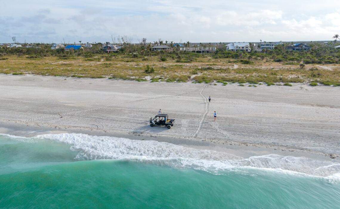 Sanibel-Captiva Conservation Foundation staff locate and document a loggerhead sea turtle journey on Sanibel Island beach during a nesting survey in May 2023.