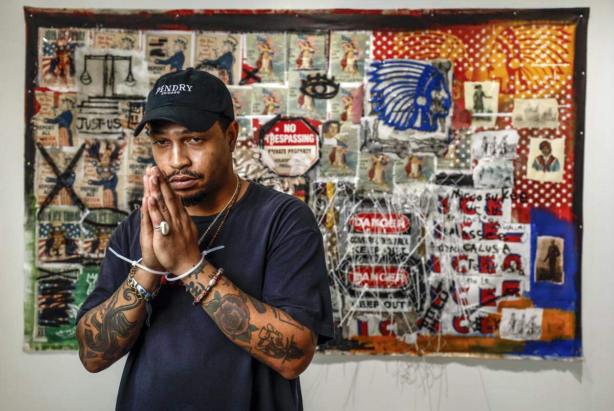 The work by Clarence James, titled “Cruelty Is The Point” debuts at an installation at this week's SCOPE Art Show protesting the Alligator Alcatraz immigration detention center in the Florida Everglades. The art work is set amid the fair's international art displays at the SCOPE Pavilion on Miami Beach, Florida, on Wednesday, December 3, 2025. 