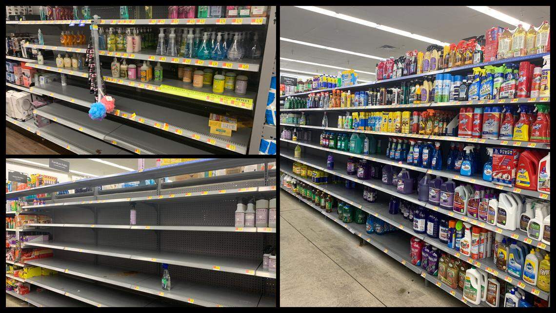 Retailers have noticed a spike in demand for hand sanitizers and cleaning supplies as shoppers begin to prepare for a possible coronavirus outbreak. Disinfectants, soaps and other cleaning supplies had flown off the shelf at a Walmart in Doral but options were still available March 3, 2020.