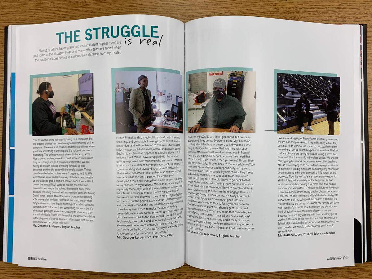 The Eye of the Storm section of the yearbook at Dr. Michael M. Krop Senior High talks about some of the struggles that students and teachers faced during the pandemic.
