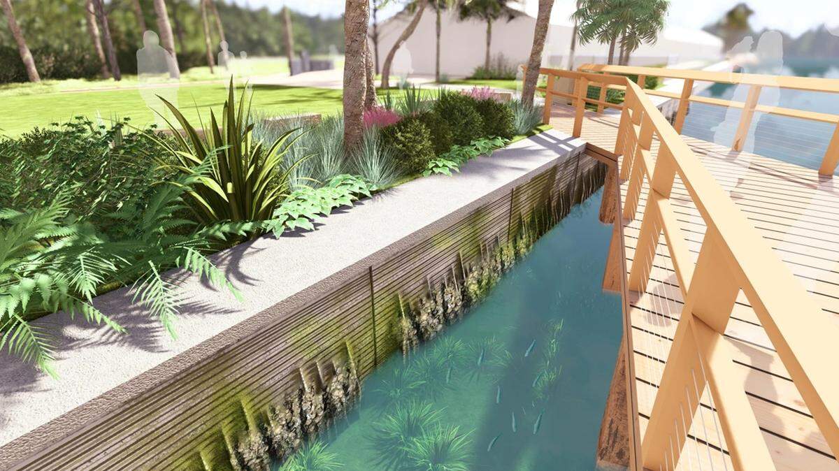A rendering of the proposed living-seawall project at The Church by the Sea in Fort Lauderdale.