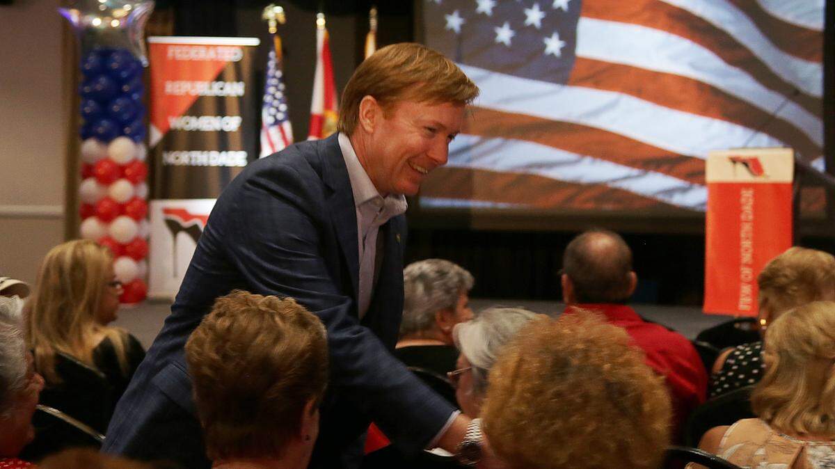 Adam Putnam, Florida’s Commissioner of Agriculture, running for Florida governor in 2018, greets attendees at the Meet the 2018 Republican Candidates forum, organized by the Federated Republican Women of North Dade at Milander Park Auditorium in Hialeah, on Thursday, August 2, 2018.
