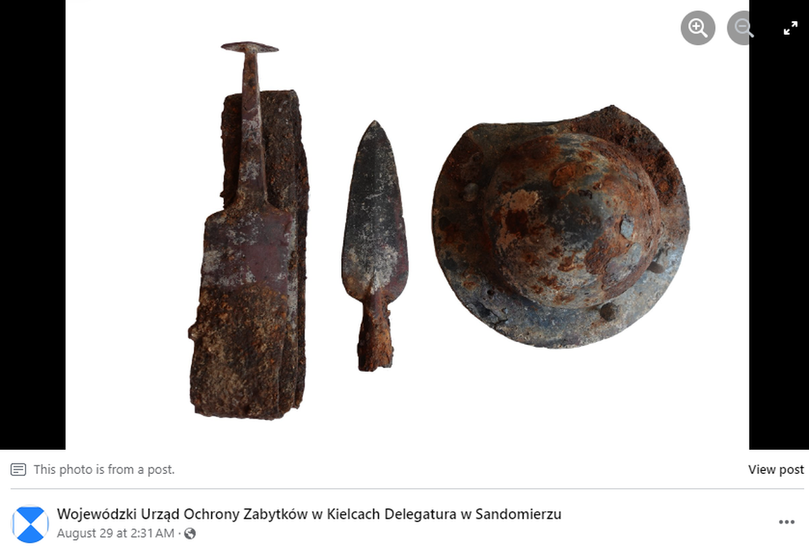 The items had a patina caused by being burned, officials said.