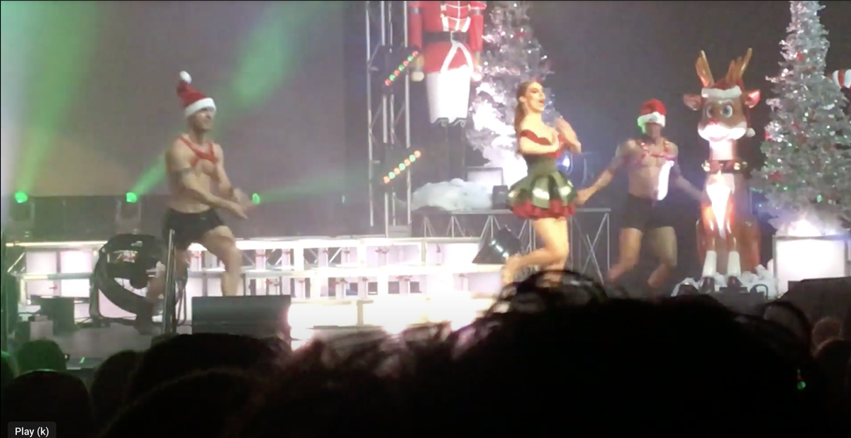 The ‘Drag Queen Christmas’ show at Orlando’s Plaza Live theater featured suggestive dancing and bare-chested men.