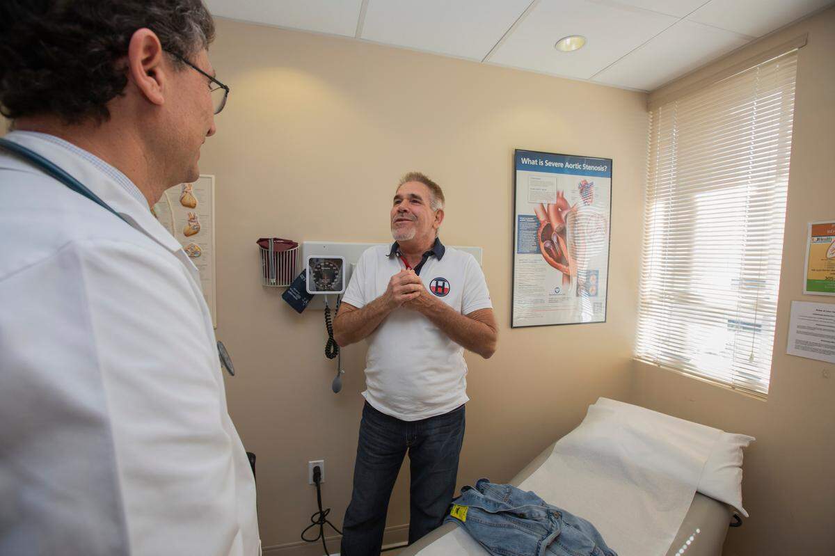 Dr. Mauricio Cohen and his patient, Eusebio Gamito, who has had three heart attacks, at UHealth Tower on Wednesday February 5th, 2020.