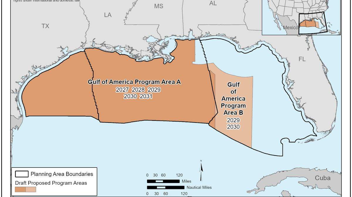 The Trump administration has proposed opening up the eastern Gulf of Mexico to new oil and gas leases in 2029.