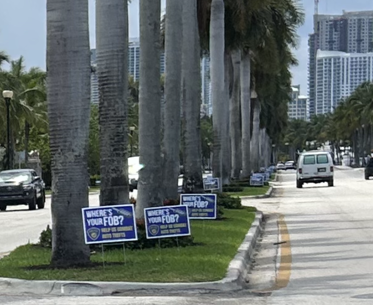 A photo of signs near Las Olas in downtown Fort Lauderdale.
