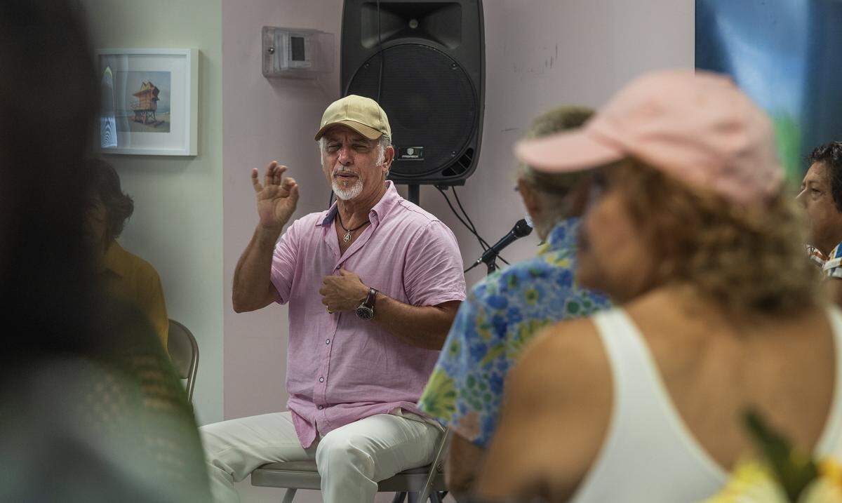 Tai Chi instructor Alberto Amaro leads a class at the Diener JCS Family Center in Miami Beach, where members received many services including lunch, entertainment, etc all year round that could be affected as JCS is one of over 40 nonprofits that's losing significant funds ($16 million) due to Miami-Dade County budget cuts, on Tuesday, August 12, 2025.