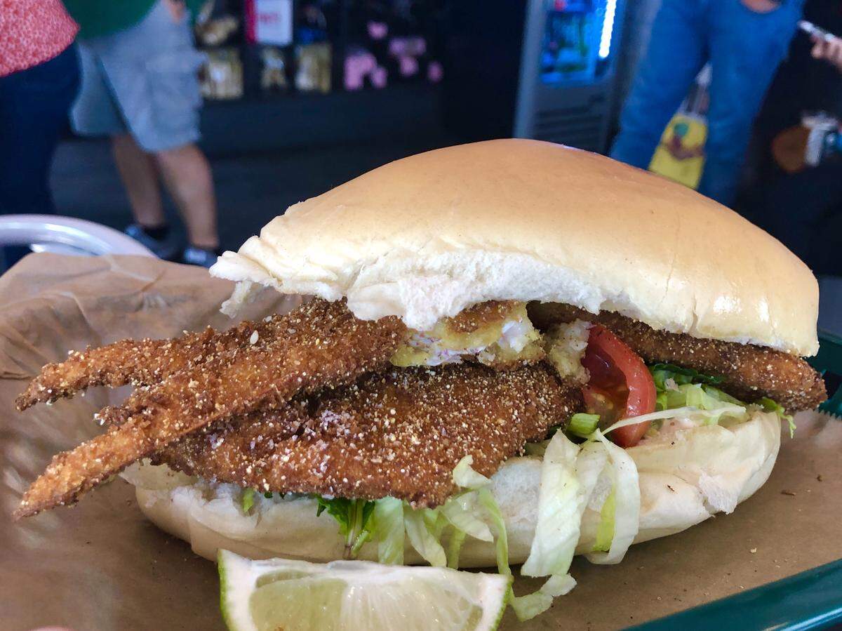 Minuta fried fish sandwich at Chug’s diner in Coconut Grove