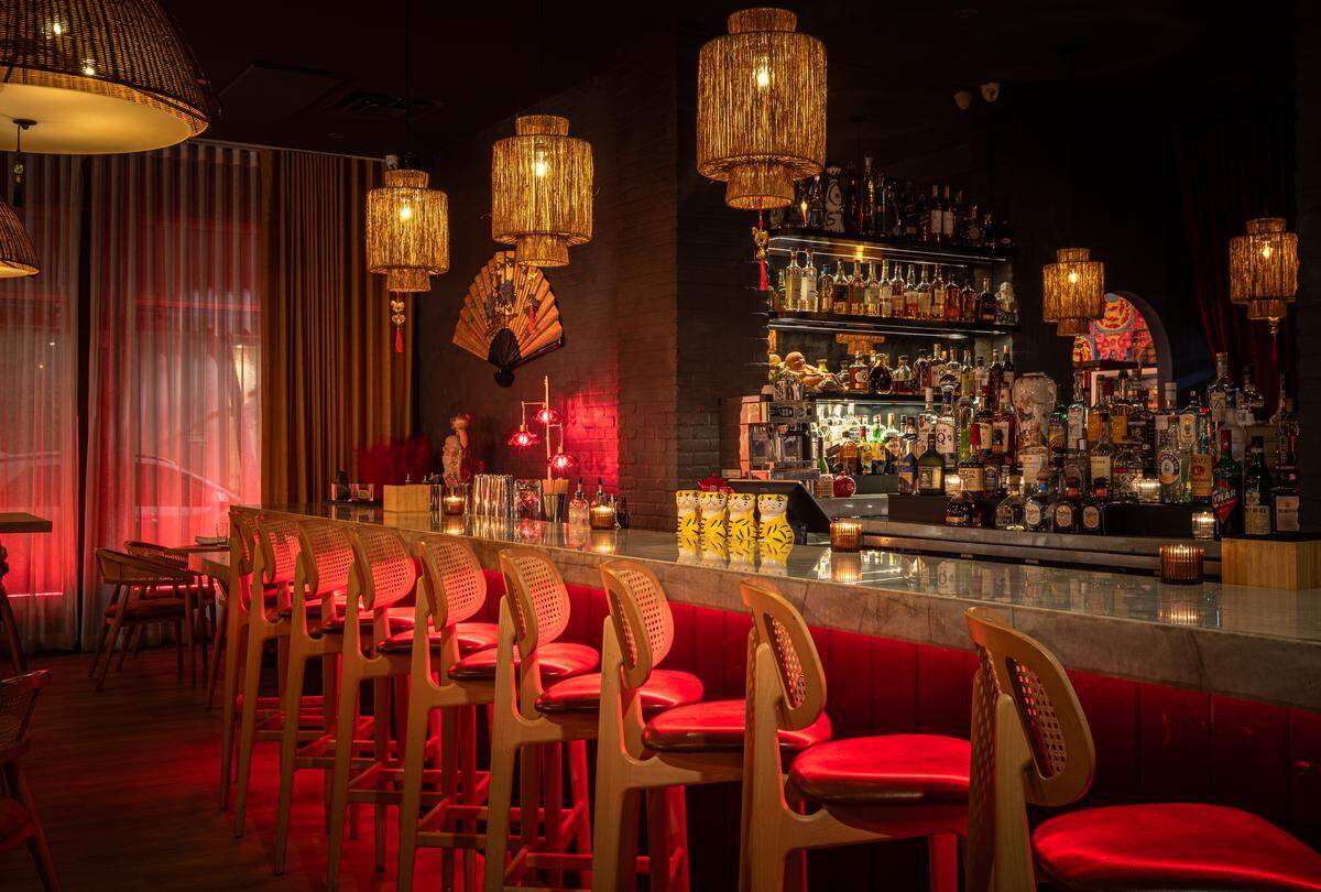 The bar at Cho, the new restaurant in Miami Beach’s Sunset Harbour neighborhood.