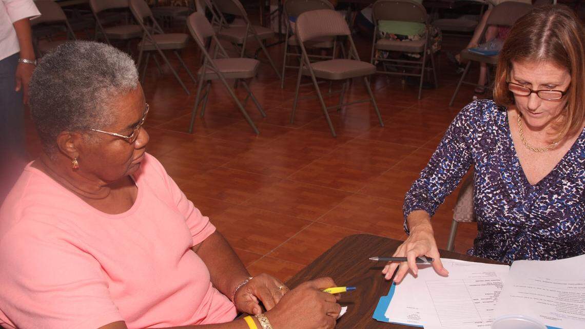 Willamae Morris, left, meets with Dr. Judith Hurley, a Sylvester Comprehensive Cancer Center oncologist, who is researching breast cancer among women in the Bahamas and other Caribbean countries.