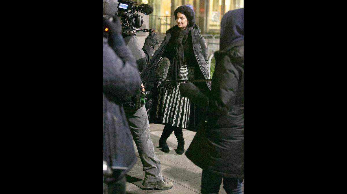 Sarah Ransome is interviewed outside the courthouse in New York Monday evening, Dec. 20, 2021, after closing arguments concluded in the case against Ghislaine Maxwell and the jury began deliberation. Ransome settled a lawsuit against Maxwell and Jeffrey Epstein in 2017 for trafficking her when she was 22. She has been attending the Maxwell trial in New York in support of the accusers.