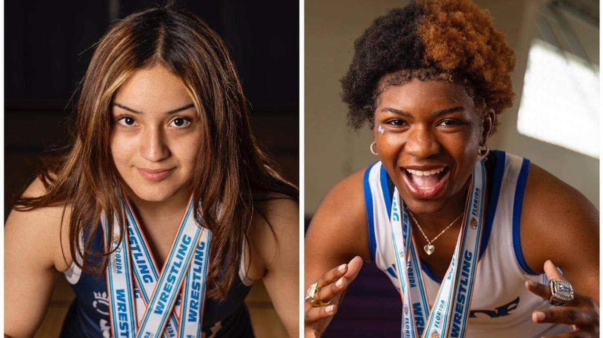 Mater Lakes’ Arianna Ruiz (left) and South Dade’s Willow White (right) are the Miami Herald’s Miami-Dade Girls’ Co-Wrestlers of the Year.