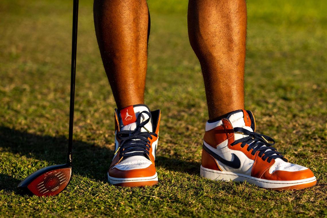 Eastside Golf co-founder Earl A. Cooper wears the Air Jordan 1 High Golf x Eastside Golf at Miami Springs Golf & Country Club in Miami Springs, Florida, on Saturday, December 10, 2022