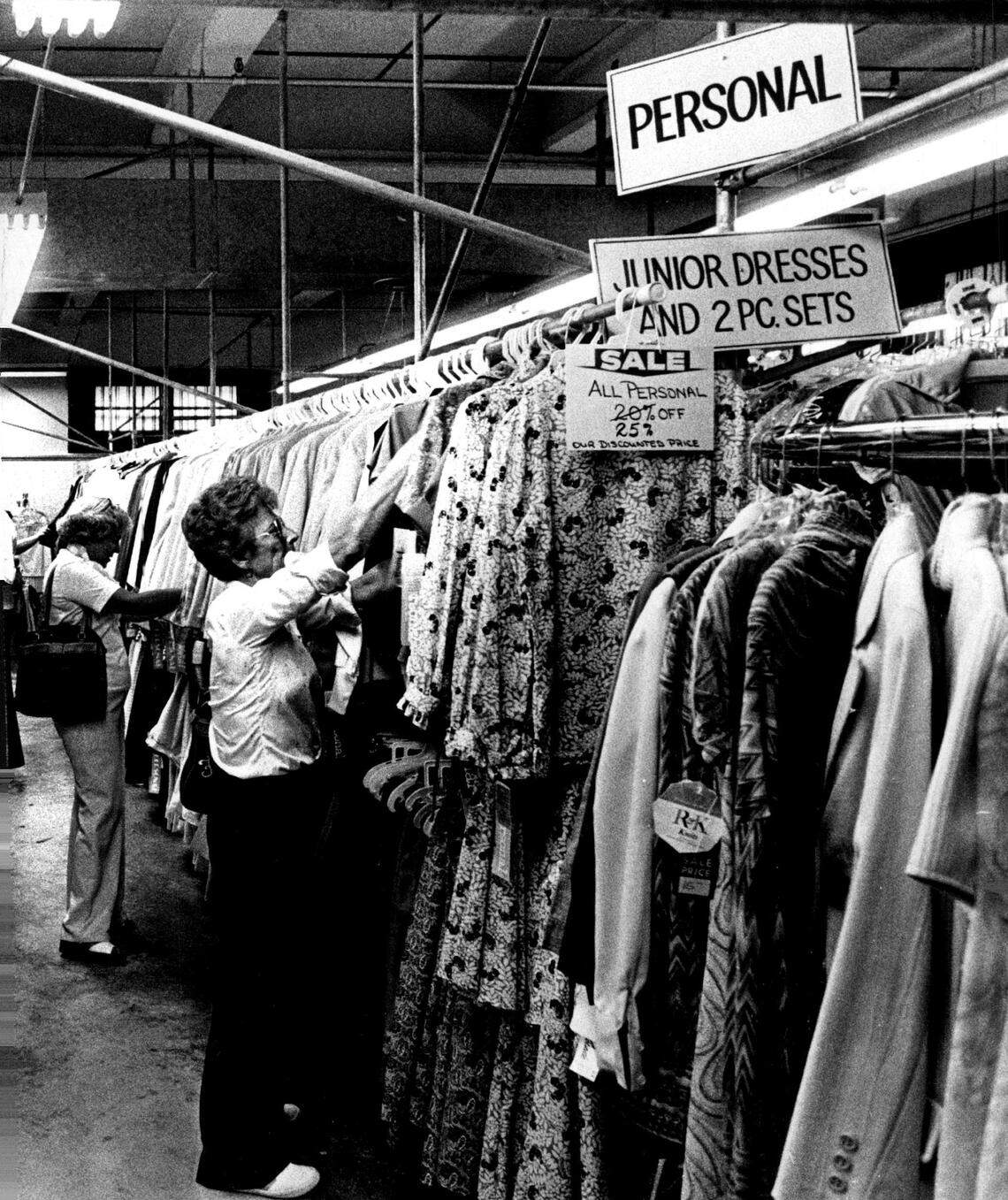 A customer browses for dresses in the Miami Fashion District.