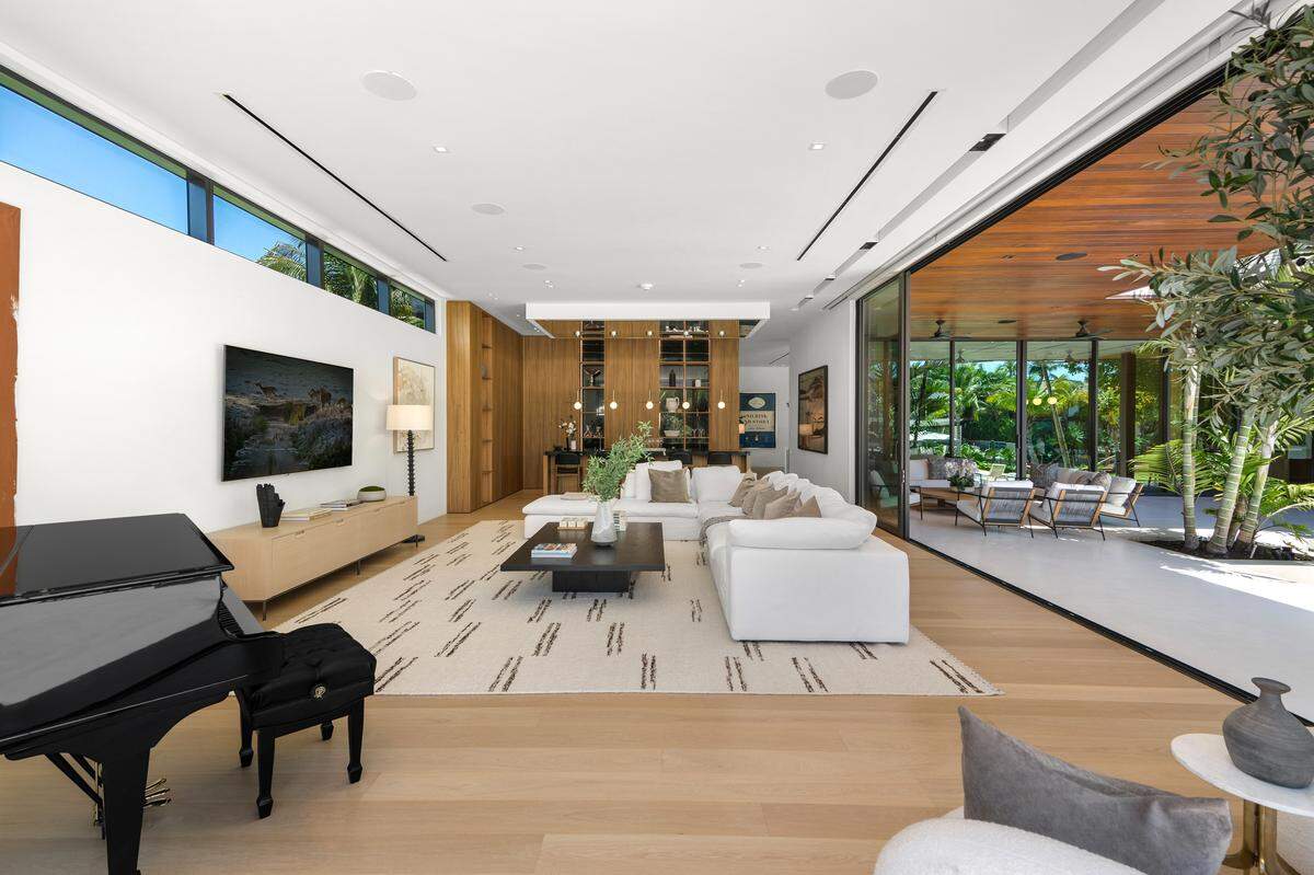An indoor-outdoor seating area at Sunset Estates in Miami Beach.