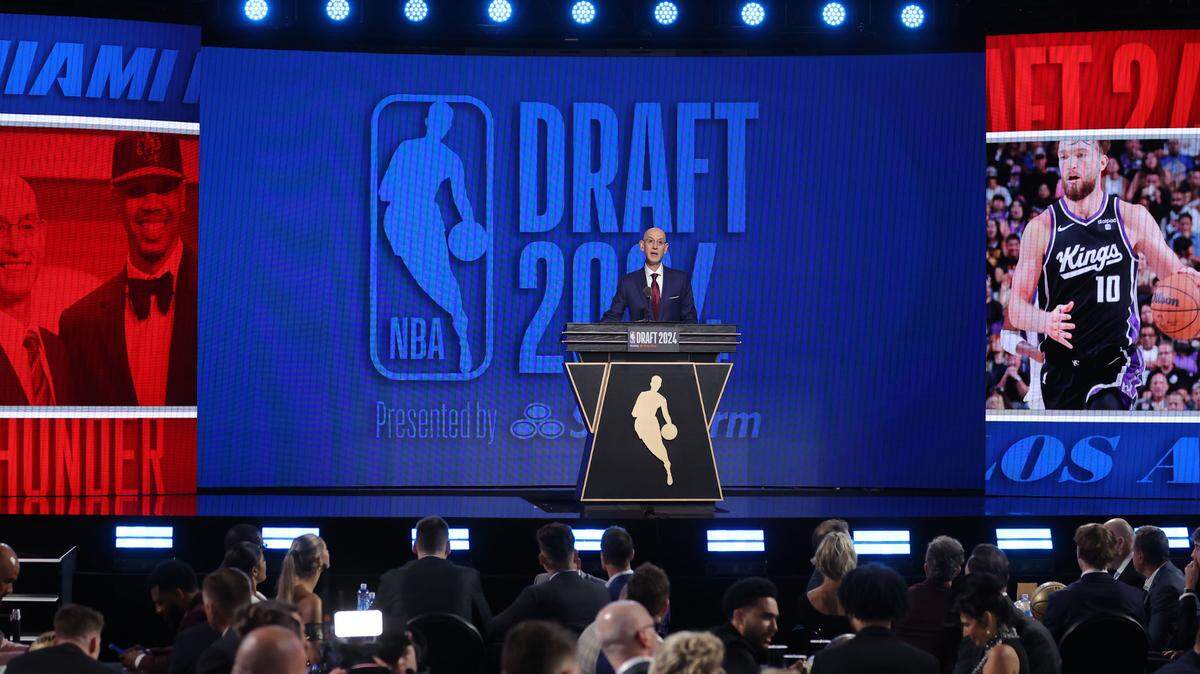 NBA commissioner Adam Silver speaks before the first round of the 2024 NBA Draft at Barclays Center.