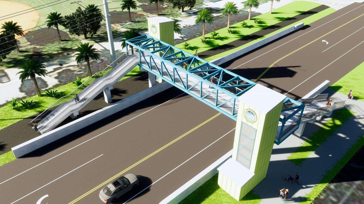 An artist rendering shows an aerial view of a proposed $4.7 million pedestrian bridge the Florida Department of Transportation wanted to build over U.S. 1 in Islamorada in the Florida Keys.