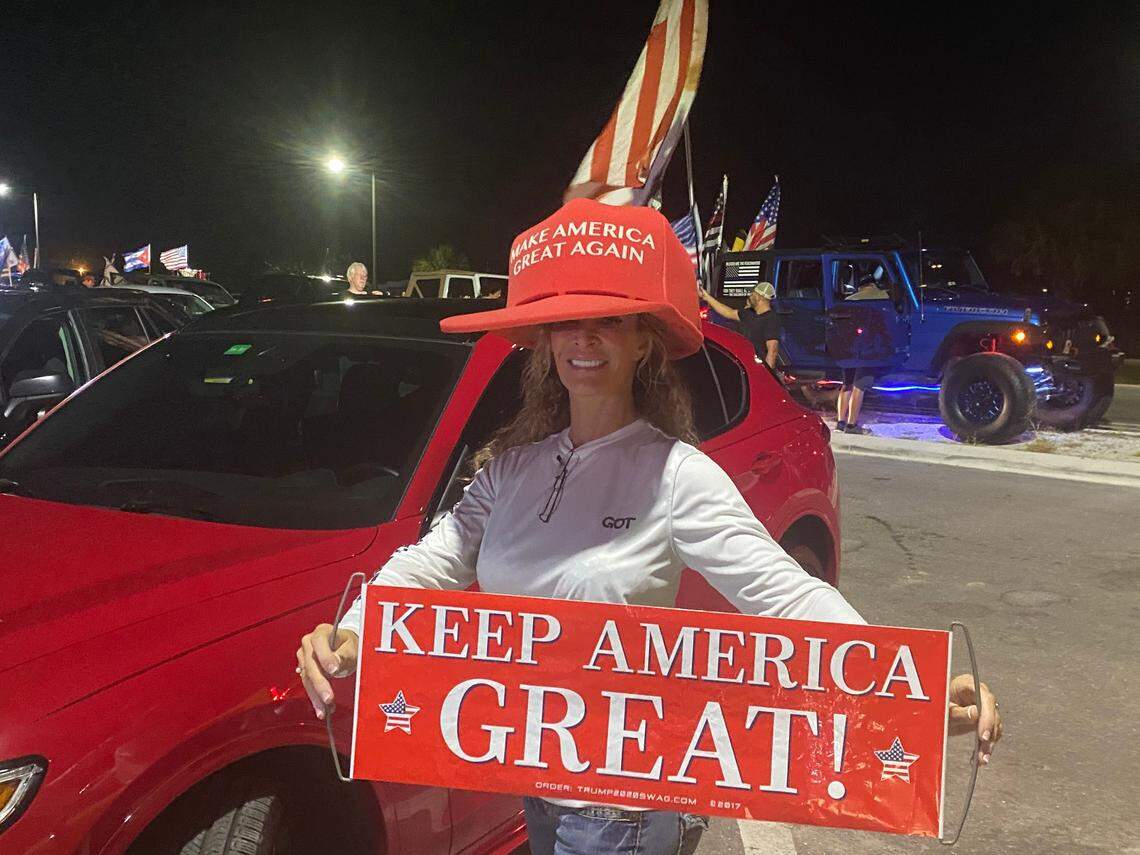 Jennifer Eady was among the people who turned out Monday night to show support for former President Donald Trump after his Mar-a-Lago residence in Palm Beach was raided by the FBI earlier in the day.
