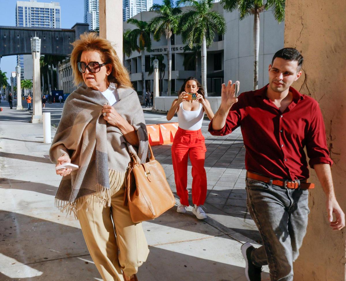 Orly Alexander, the mother of twin brothers Alon and Oren Alexander, walks out of the James Lawrence King Federal Justice Building after a hearing in Miami, Florida, on Friday, December 20, 2024.