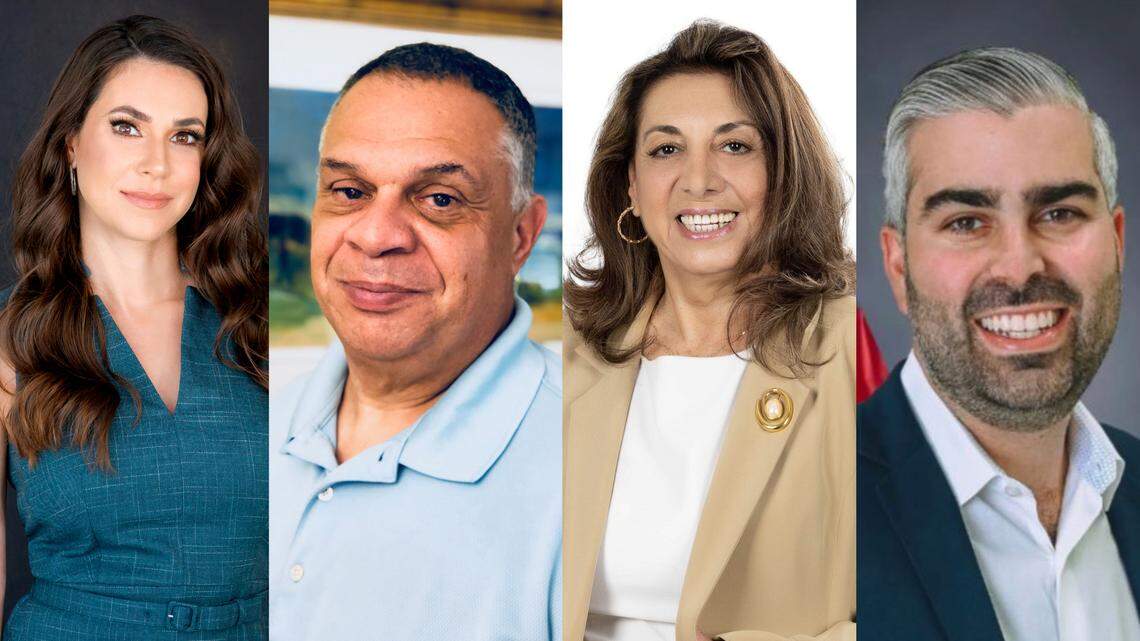From left, Martha Bueno, Julio Sanchez, Susan Khoury and Anthony Rodriguez are the candidates for Miami-Dade County Commission District 10.