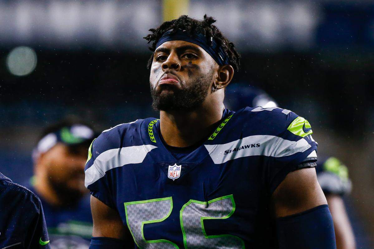 Oct 25, 2021; Seattle, Washington, USA; Seattle Seahawks linebacker Jordyn Brooks (56) walks to the locker room following a 13-10 loss against the New Orleans Saints at Lumen Field. Mandatory Credit: Joe Nicholson-USA TODAY Sports