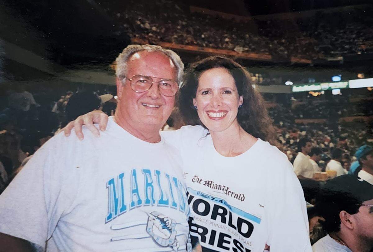 “When the Marlins played the World Series I surprised my dad and took him to game 6,” Patricia San Pedro, right, shares about a memory with her father, Tony San Pedro.