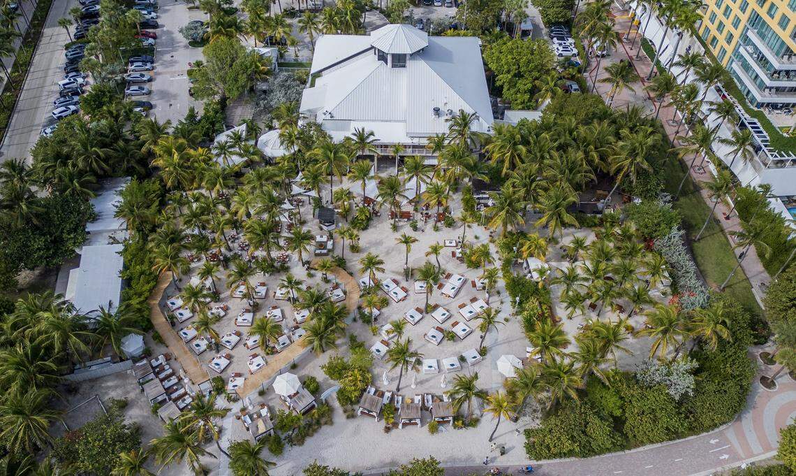 Aerial view of Nikki Beach, the day club that has been a staple of South Beach for decades, is likely entering its final months as its lease with the City of Miami Beach is ending soon, on Wednesday, January 07, 2026.