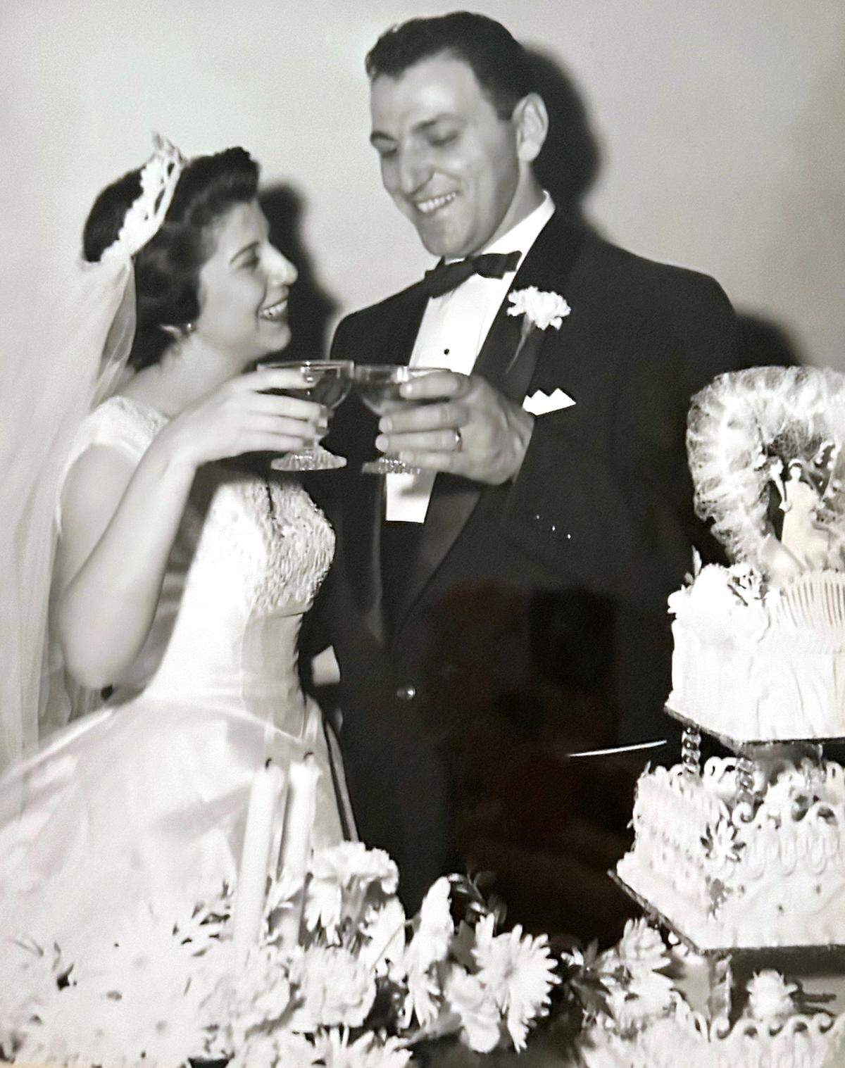 George Elias Jr. and Charme Elias on their wedding day in 1955.