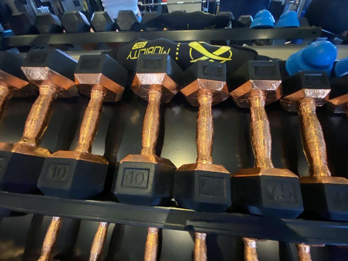 WeBeFit Personal Training in Key West had surfaces, including dumbbells, coated in copper to help kill off the novel coronavirus.