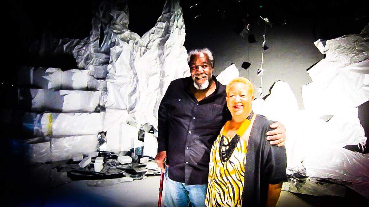 Artist Robert McKnight and poet Femi Folami-Browne in 2017 at Miami Theater Center in Miami Shores.