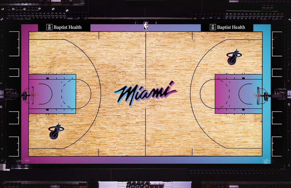 The Miami Heat unveiled the “ViceVersa” court that will be used at AmericanAirlines Arena when the team wears its “ViceVersa” uniform.