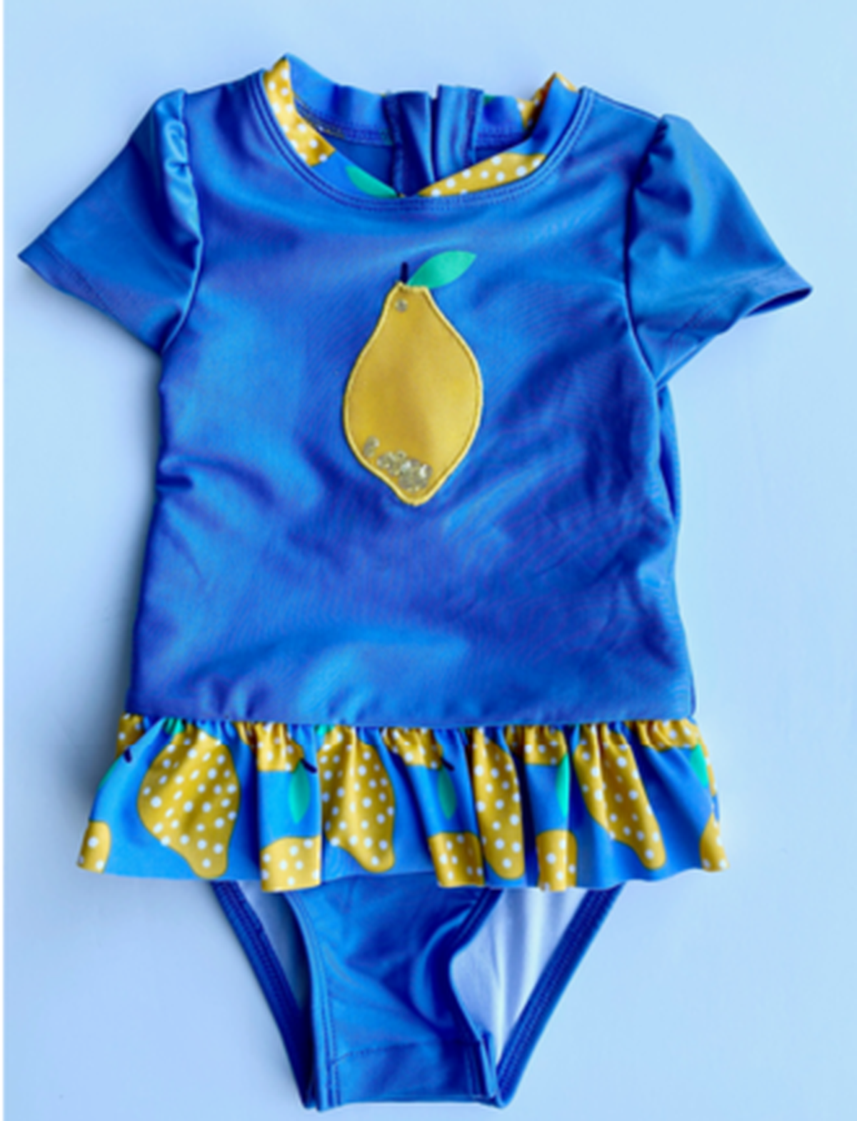Cat Jack Summer Blue Lemon One Piece Rashguard Swimsuit
