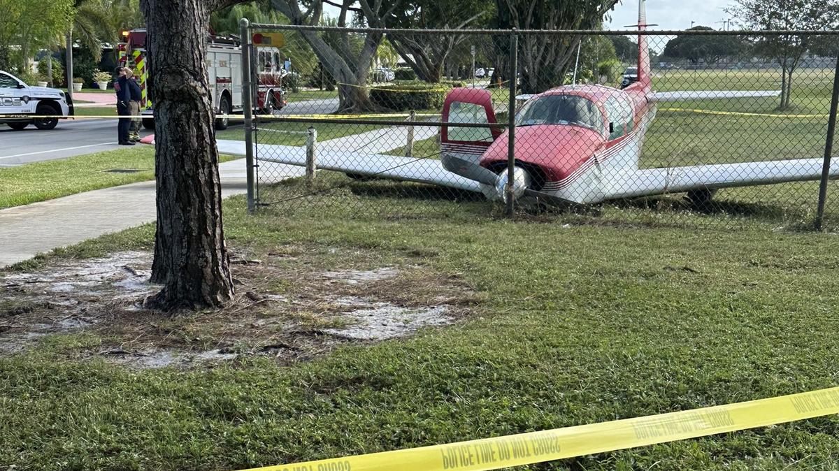 A small plane crashed near the North Perry Airport in Pembroke Pines, Broward County, Florida on Oct. 26, 2023.