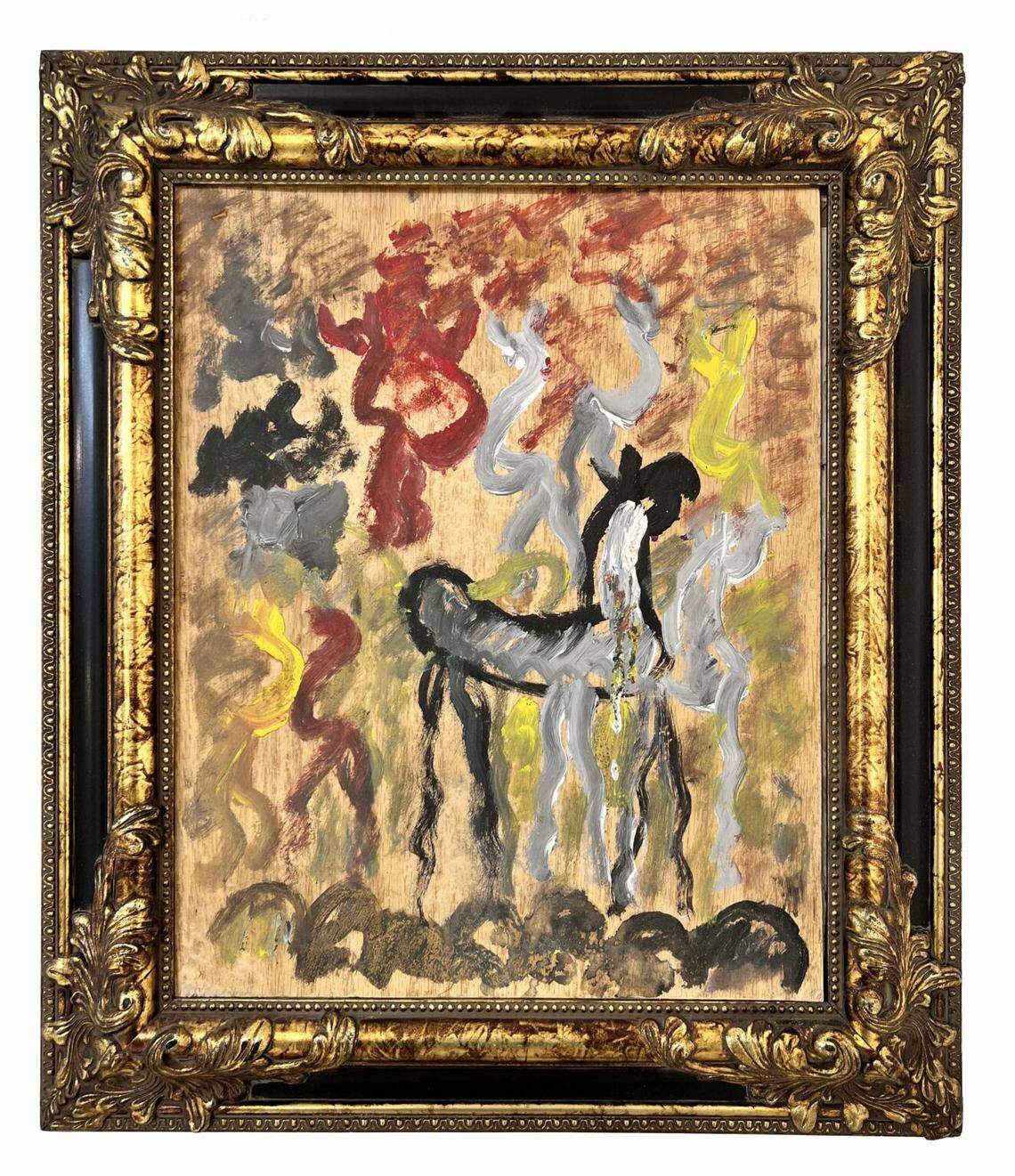 “Freedom Horse (undated), mixed media on wood.