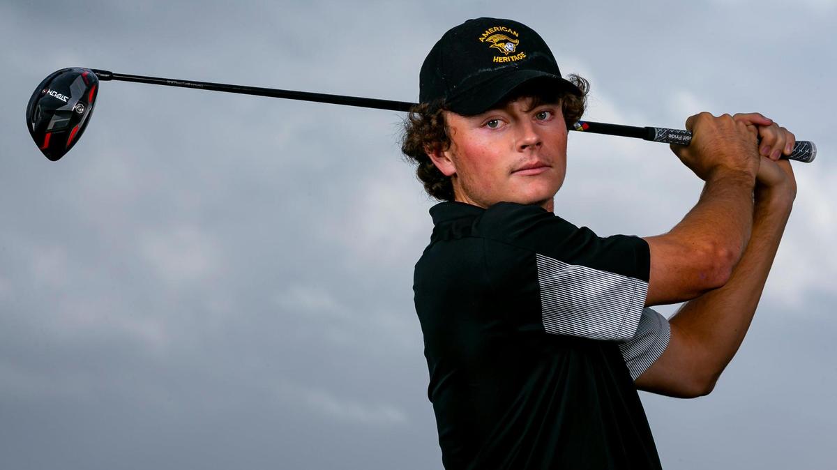 Broward Golf Player of the Year Luke Clanton, from American Heritage, is photographed at Brian Piccolo Park in Hollywood, Florida on Tuesday, January 11, 2022.