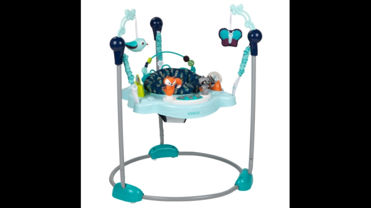 Cosco Jump, Spin & Play Activity Center in blue.