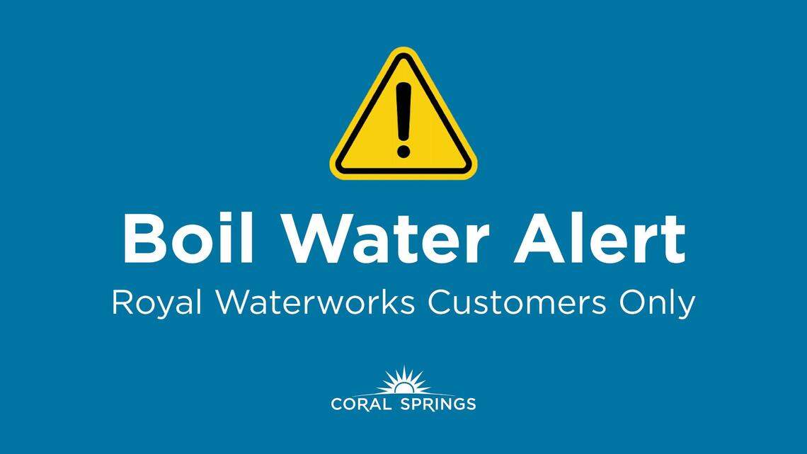 All Royal Waterworks customers are under a precautionary boil water notice until further notice in Coral Springs, the Broward city alerted on Friday, June 2, 2023, on Twitter.