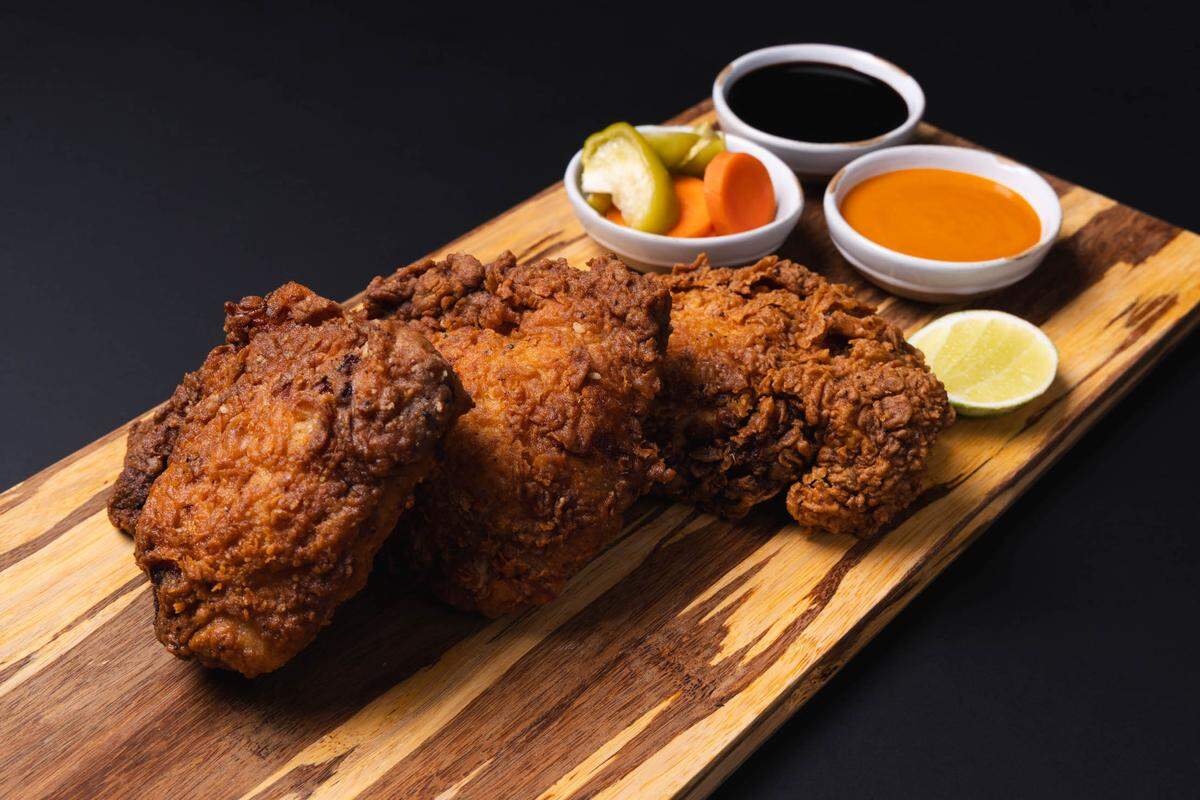 Fried chicken is also on the J&C Oyster menu, a nod to Chef Raheem Sealey’s famous chicken at KYU in Wynwood.