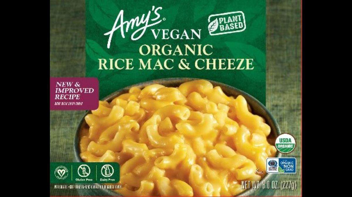 One lot of Amy’s Kitchen’s Vegan Organic Rice Mac & Cheeze was recalled on Jan. 19, 2022 because a lab found it contained trace amounts of undeclared milk.