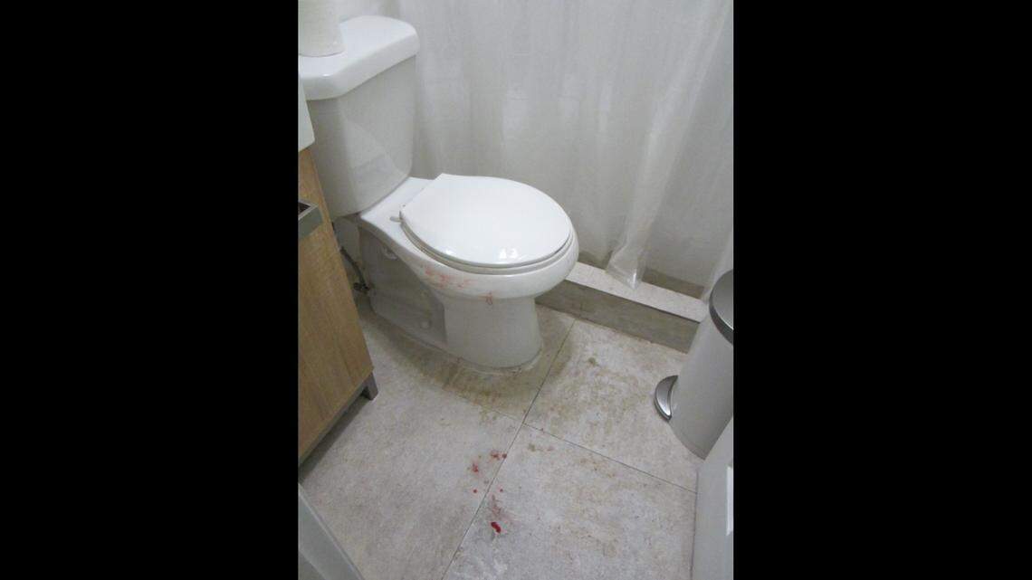 A restroom at an unlicensed Miami-Dade plastic surgery recovery house.