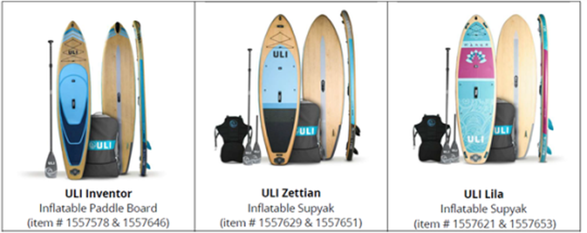 ULI Inventor inflatable paddle board and Zettian and Lila inflatable paddle board and supyak