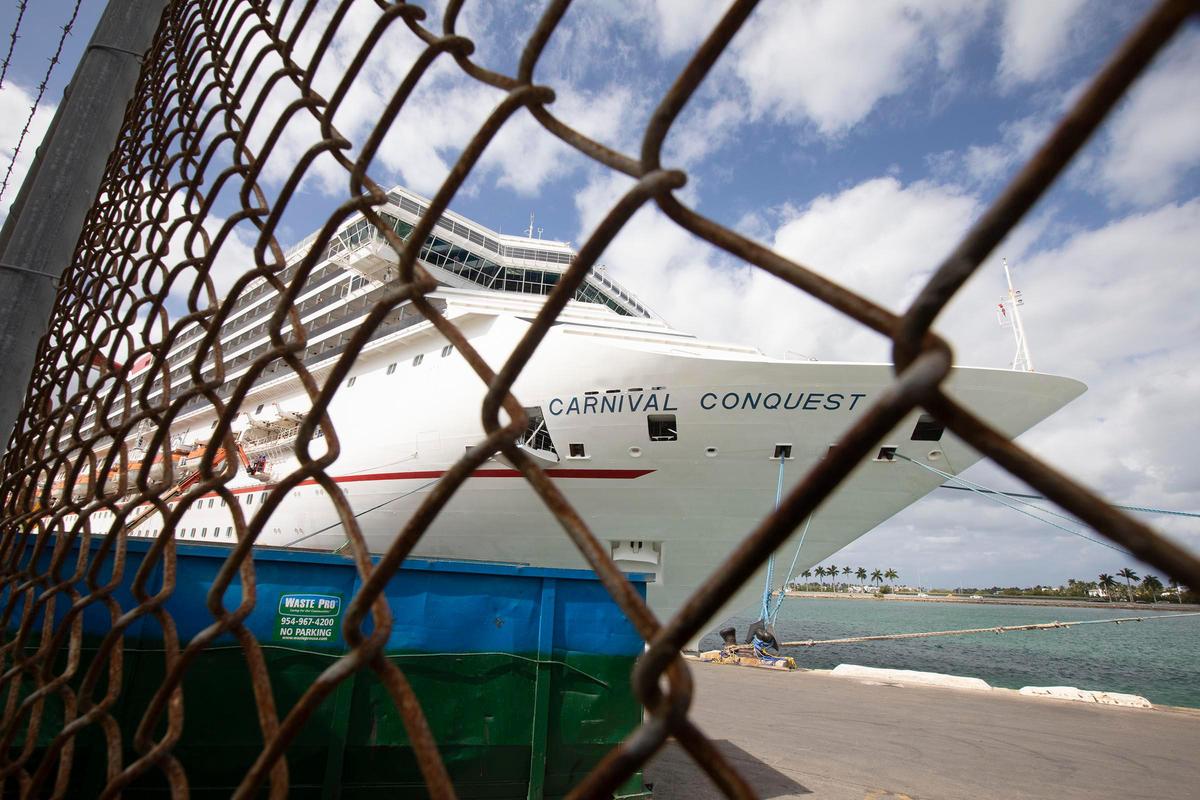 The Carnival Conquest, docket at PortMiami Saturday, was one of the ships following Carnival Cruise Line’s new passenger-screening procedures intended to fight the spread of the coronavirus.