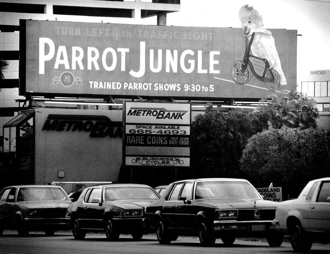 An old Parrot Jungle billboard on South Dixie Highway was itself a landmark.