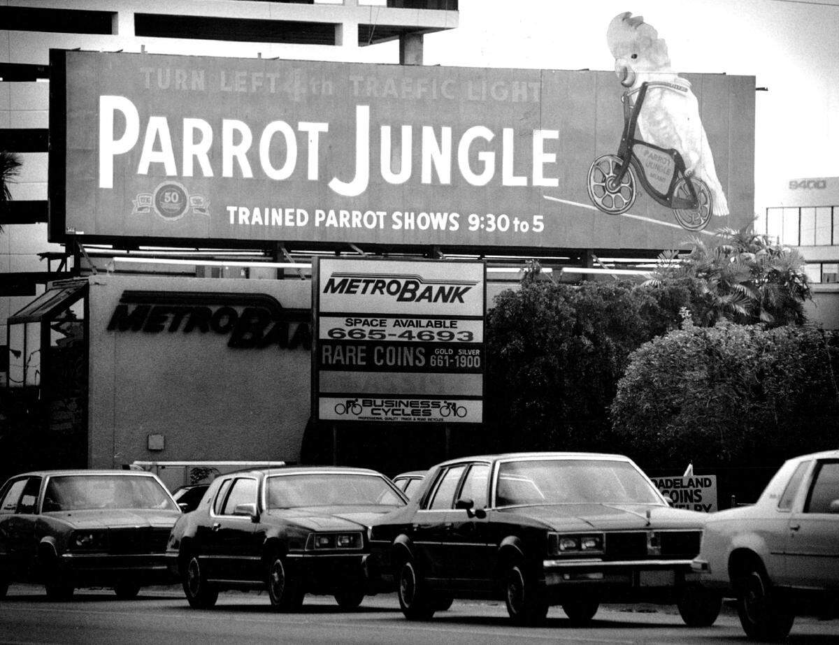 An old Parrot Jungle billboard on South Dixie Highway was itself a landmark.