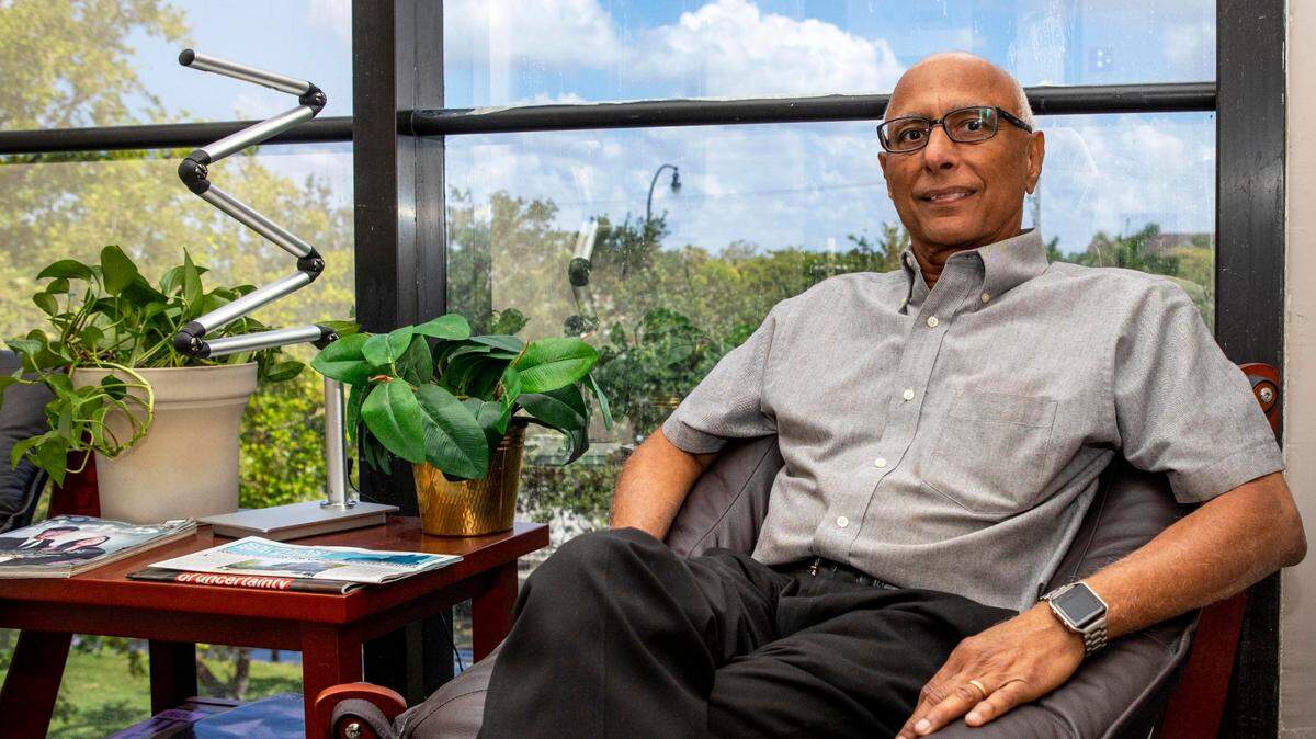 CEO Shekhar Iyer poses for a portrait at the Data Driven Care corporate office in Plantation, Florida, on May 6, 2021. Iyer and his team at Data Driven Care tied for third place in the Miami Herald Pitch Competition.