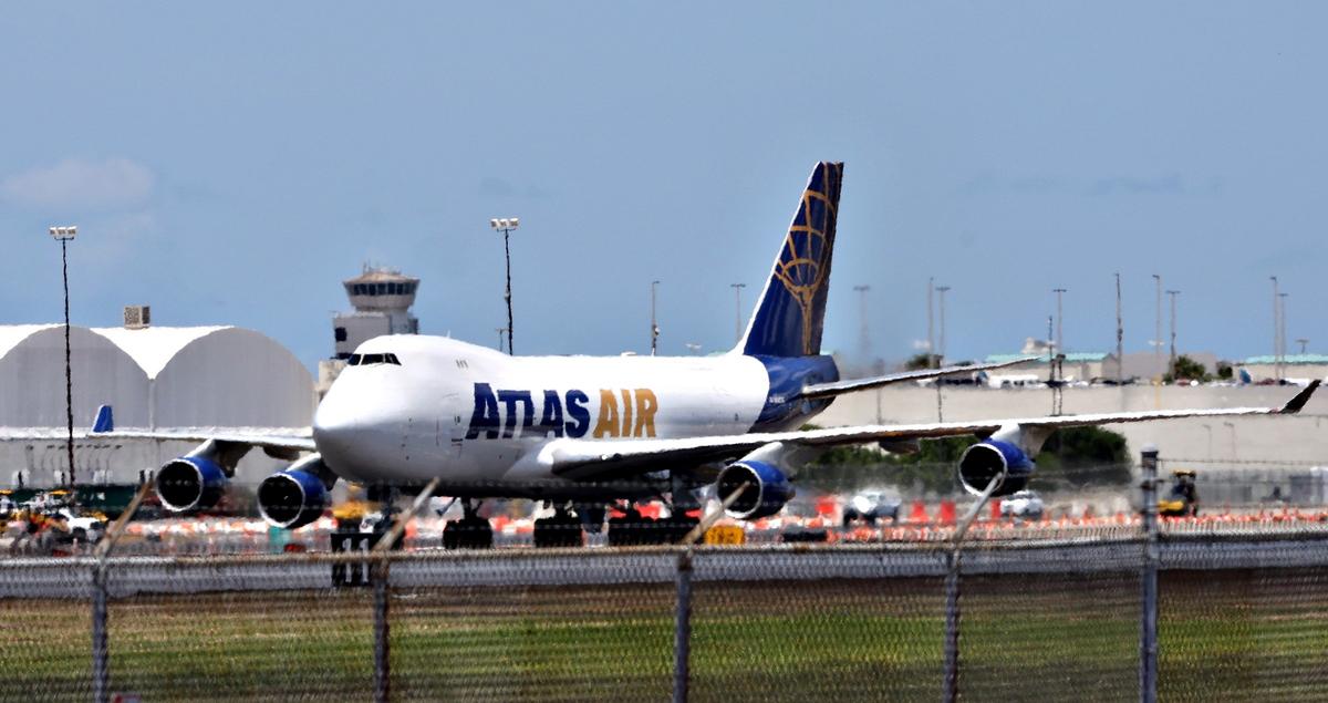 An Atlas Air cargo jet taxis on the runway at Miami International Airport on Wednesday, May 5, 2019. Pilots at MIA’s biggest cargo carrier warned executives as far back as 2016 that the company was going to crash a plane. In February, an Atlas flight for Amazon crashed outside of Houston after departing MIA, killing all three pilots on board.