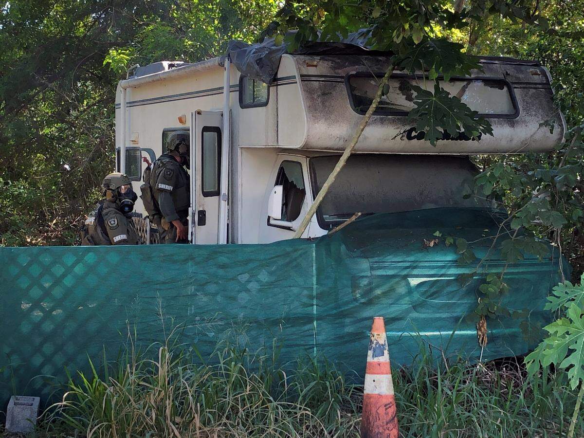 Police knocked on the door of this trailer Thursday, Jan. 7, 2021. They later found a man inside dead of an apparent self-inflicted gunshot wound.