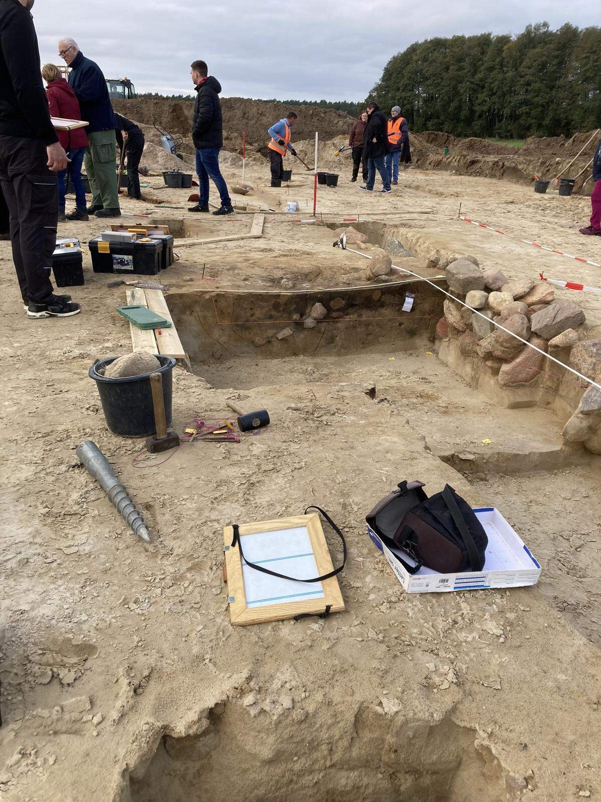 A close-up photo showing the hall during excavations.